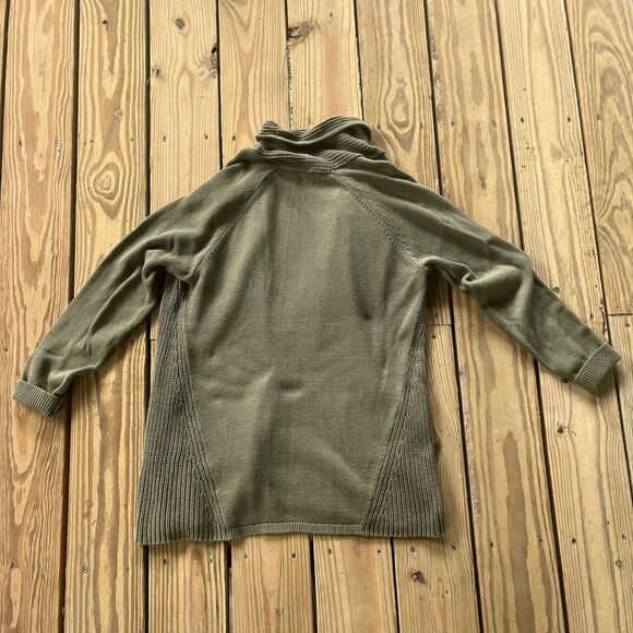 L.L. Bean 100% Cotton Olive Green Cardigan - Long w/ Open Front - Women's Large - Picture 2 of 8